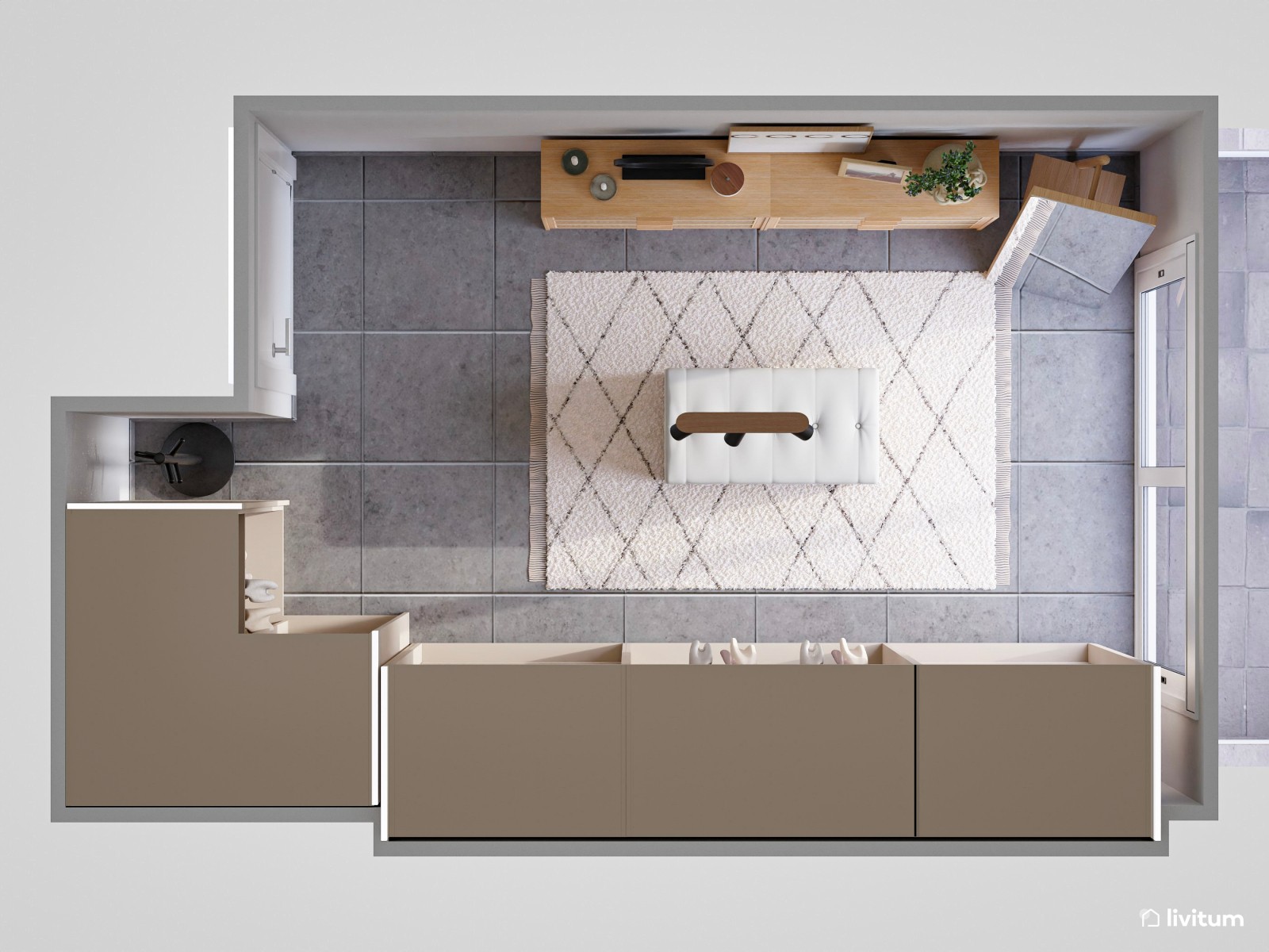 Elegante vestidor con mucho espacio de almacenaje