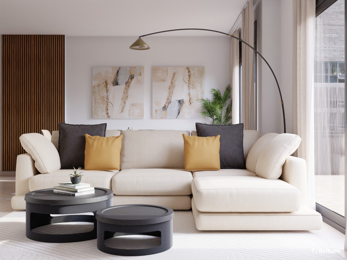 Elegante y moderno salón comedor en blanco y negro