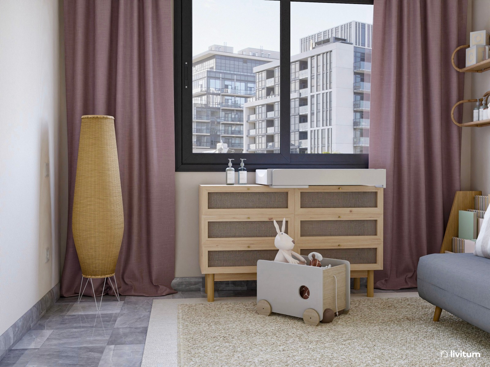 Encantador dormitorio infantil de estilo nórdico con cama tipo casita