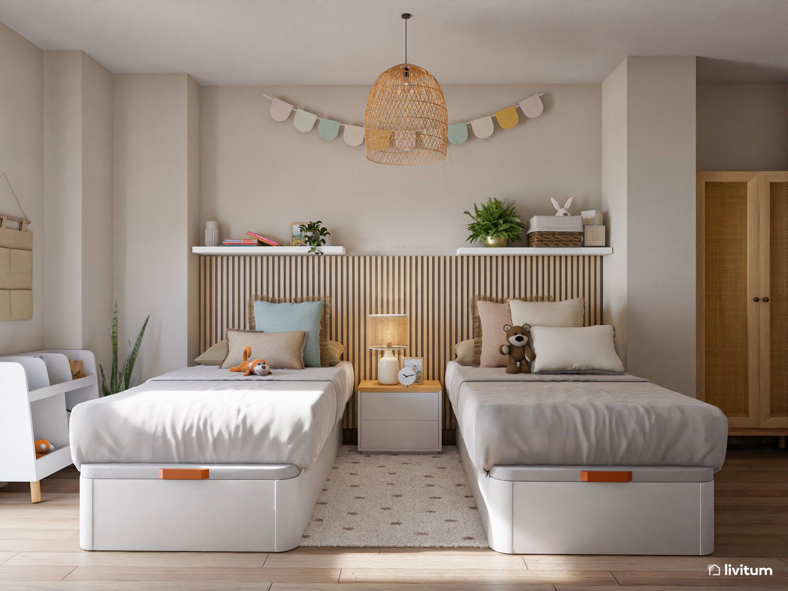 Encantador dormitorio infantil para dos niños 