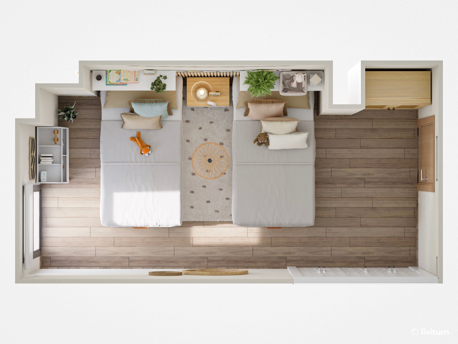 Encantador dormitorio infantil para dos niños 