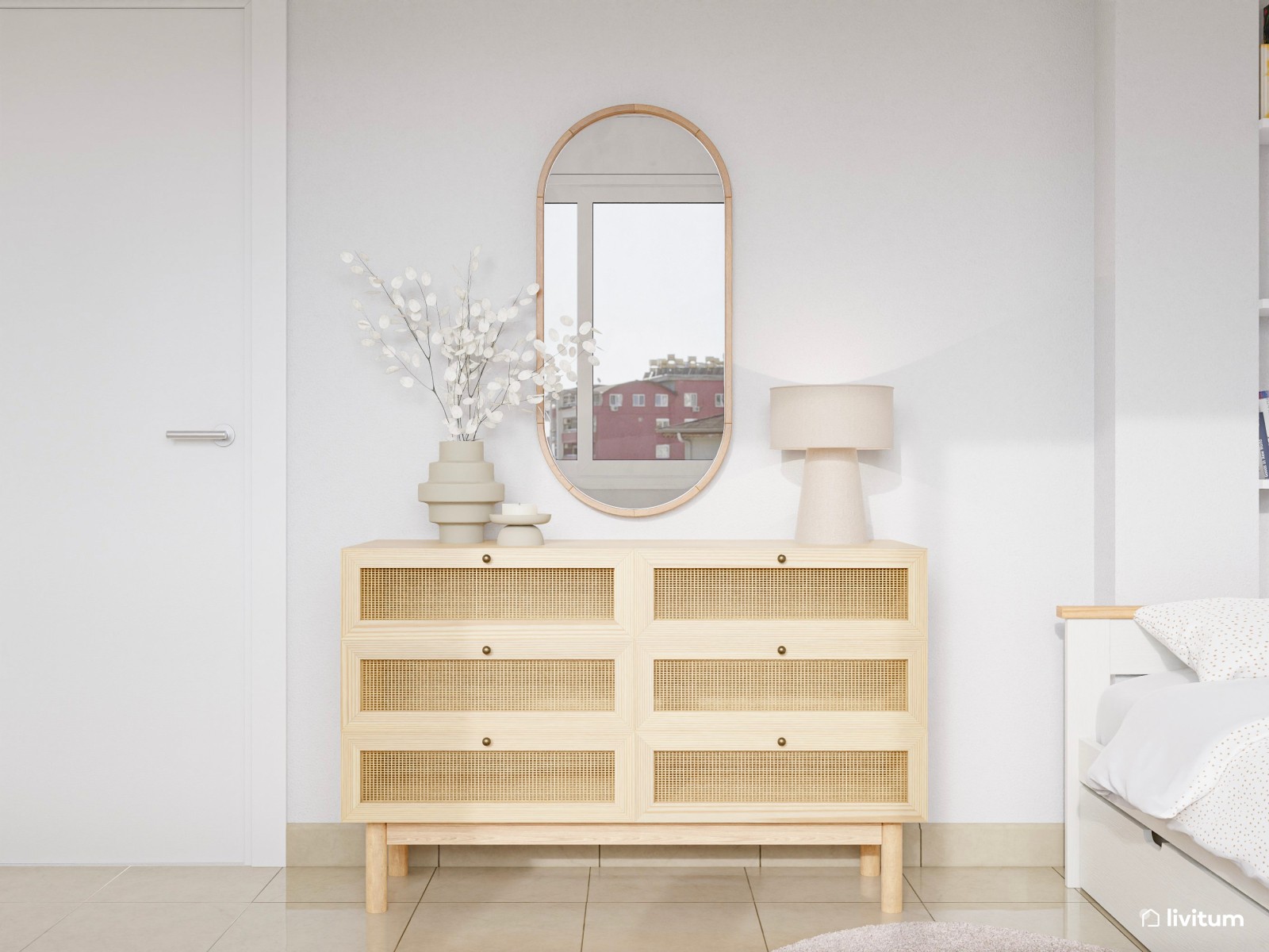 Encantadora habitación infantil decorada con texturas y zona de estudio