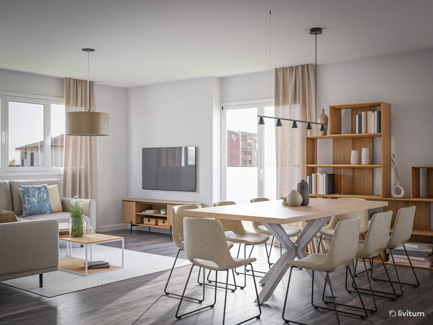 Equilibrio y armonía en este salón comedor nórdico - Livitum.com