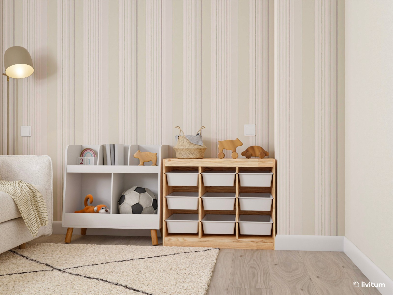 Espacio multifuncional de estilo nórdico con estudio y cuna