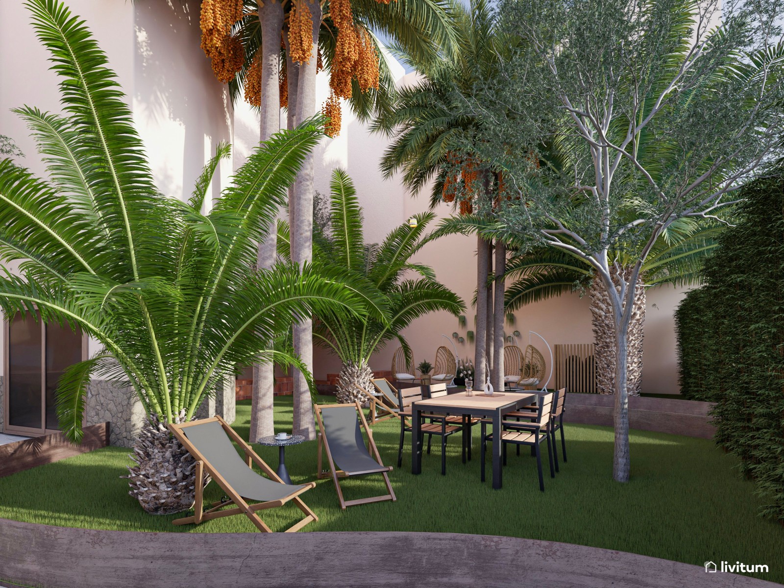 Espectacular jardín de casa de alquiler vacacional