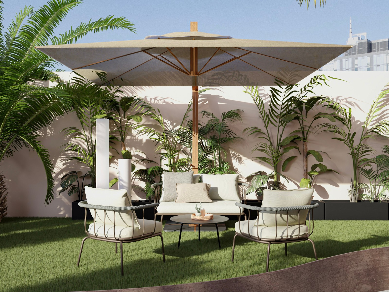 Espectacular jardín de casa de alquiler vacacional