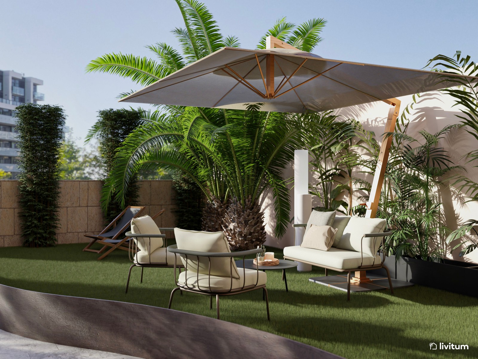 Espectacular jardín de casa de alquiler vacacional