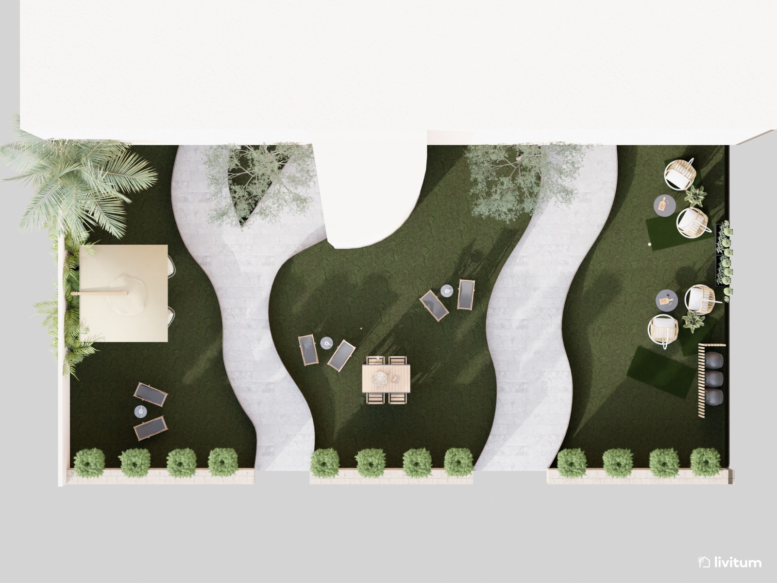 Espectacular jardín de casa de alquiler vacacional