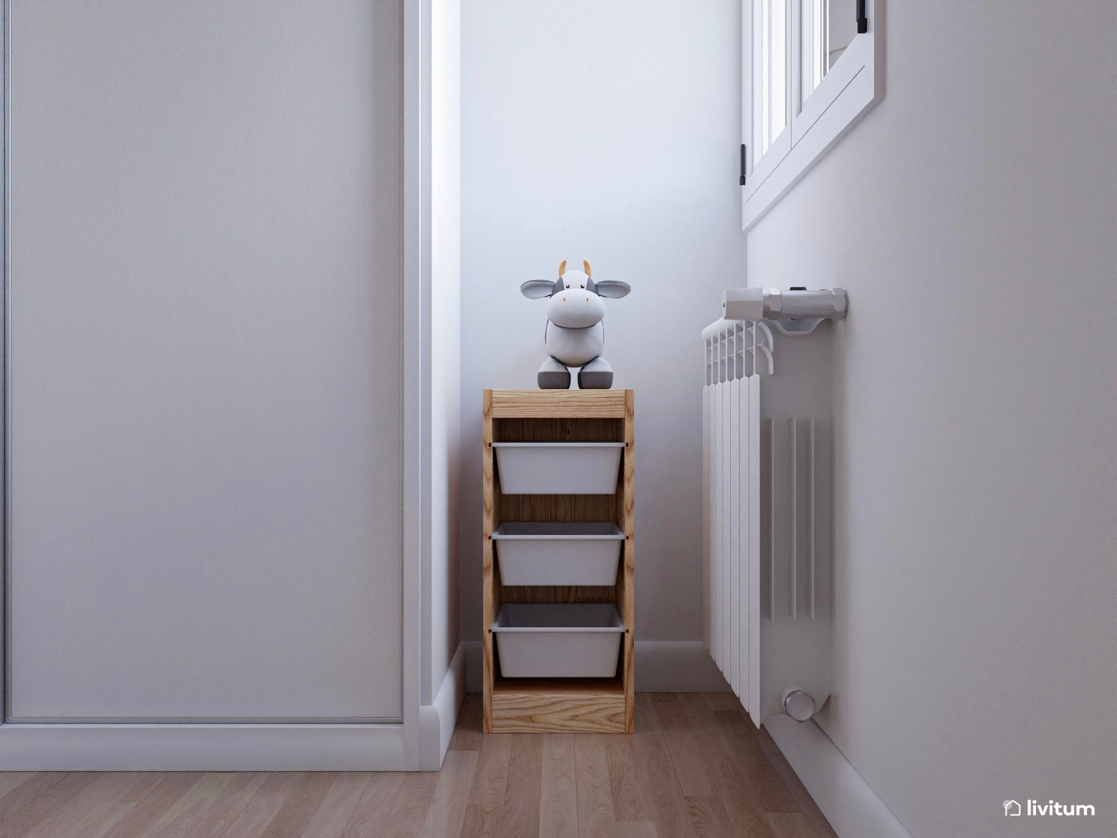Espléndido dormitorio infantil con espacio para jugar, compartir y descansar 