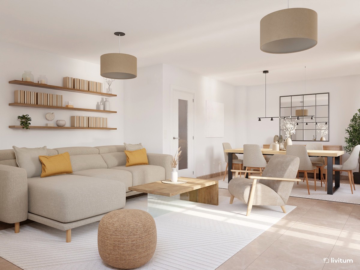 Estiloso comedor y salón de estilo nórdico - Livitum.com