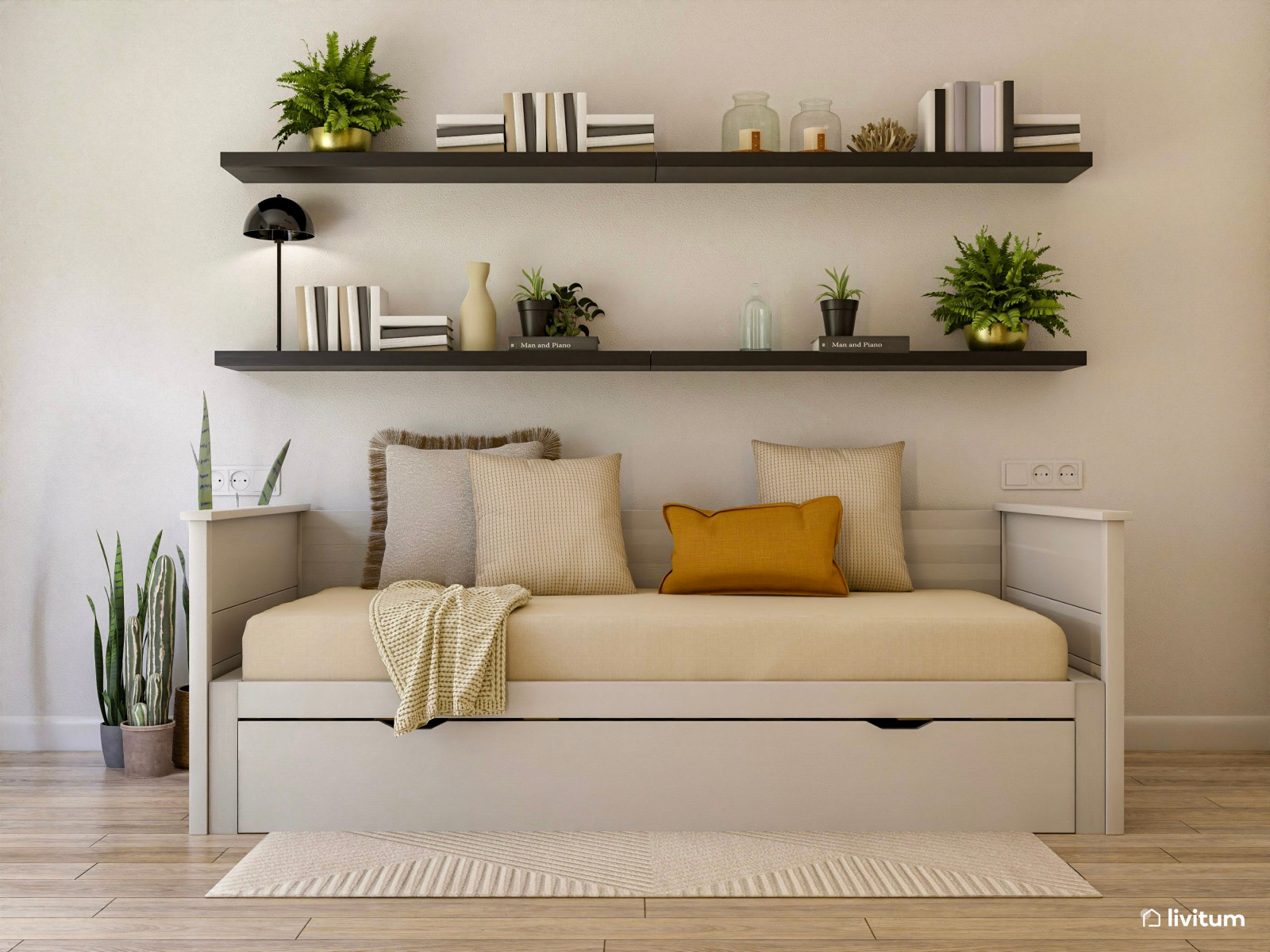 Estudio amplio y cómodo con cama y mucho almacenamiento