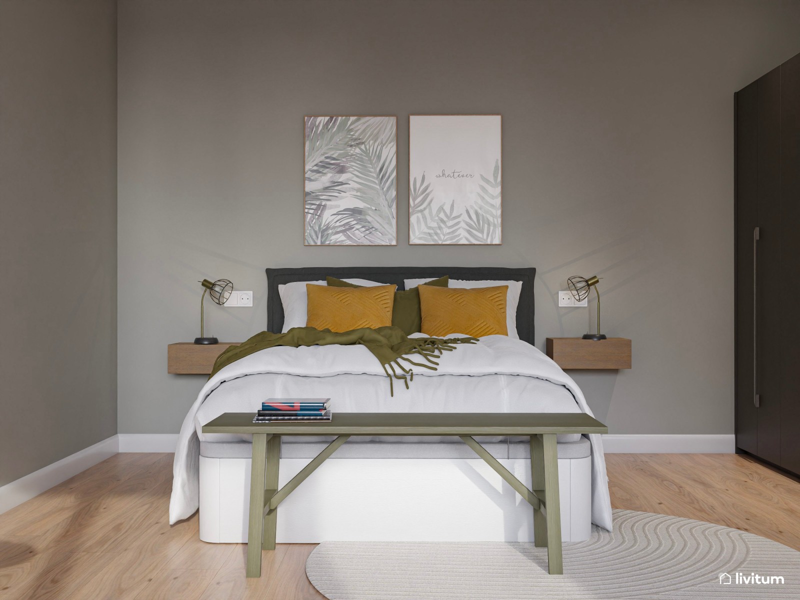 Estudio de alquiler turístico con dormitorio, salón comedor y cocina abierta en Bilbao 