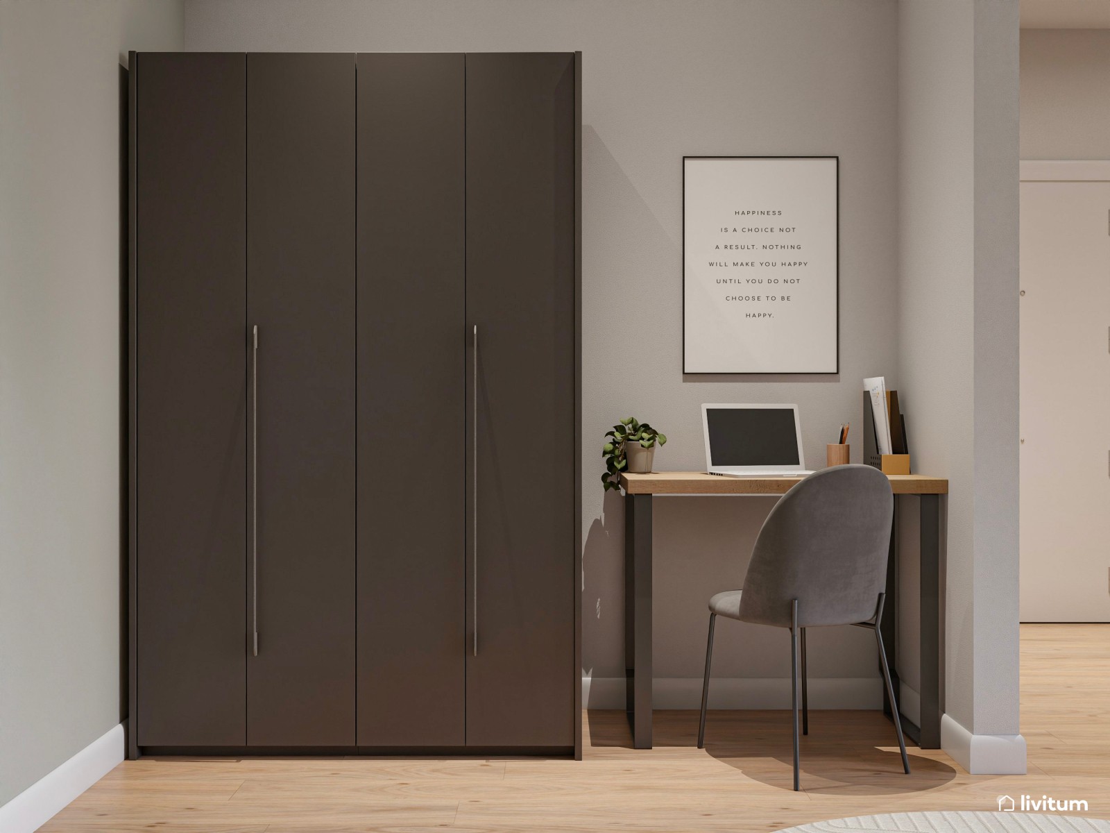 Estudio de alquiler turístico con dormitorio, salón comedor y cocina abierta en Bilbao 