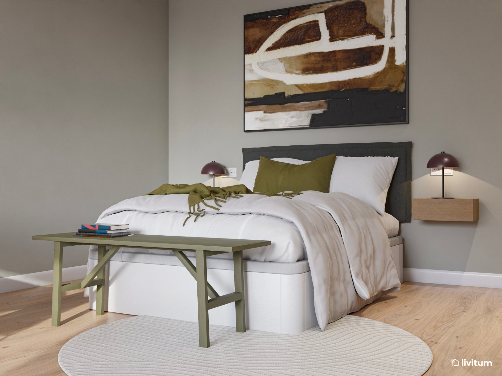 Estudio de alquiler turístico con dormitorio, salón comedor y cocina abierta en Bilbao 