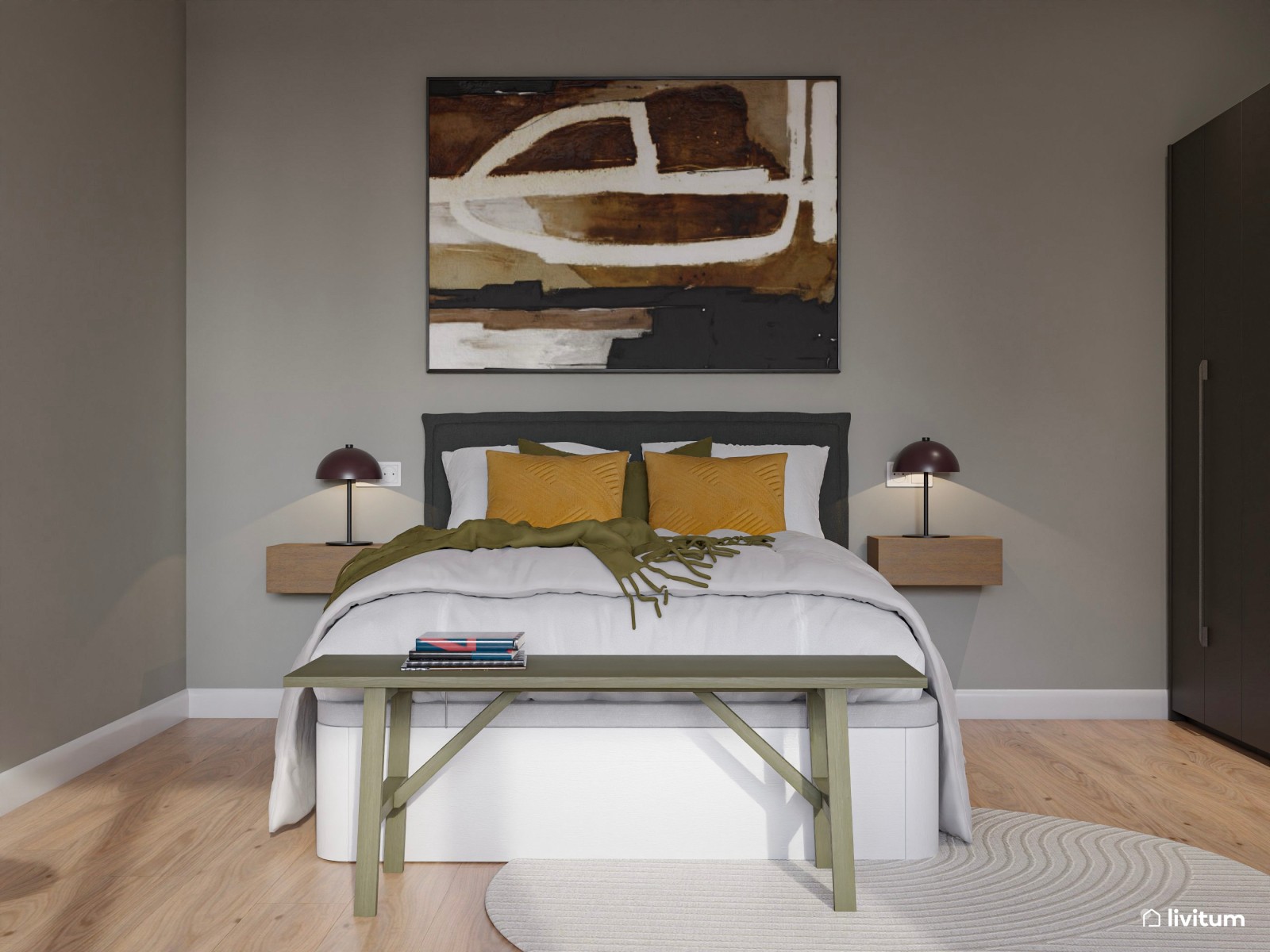 Estudio de alquiler turístico con dormitorio, salón comedor y cocina abierta en Bilbao 