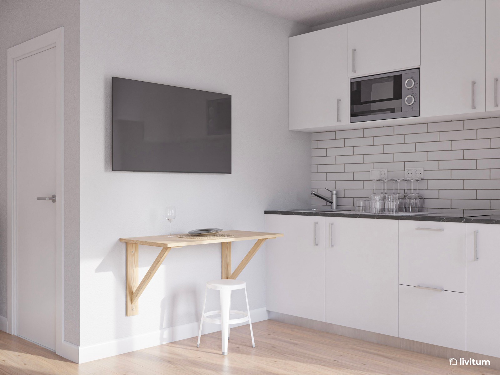 Estudio de alquiler turístico con todo lo necesario en un mismo espacio