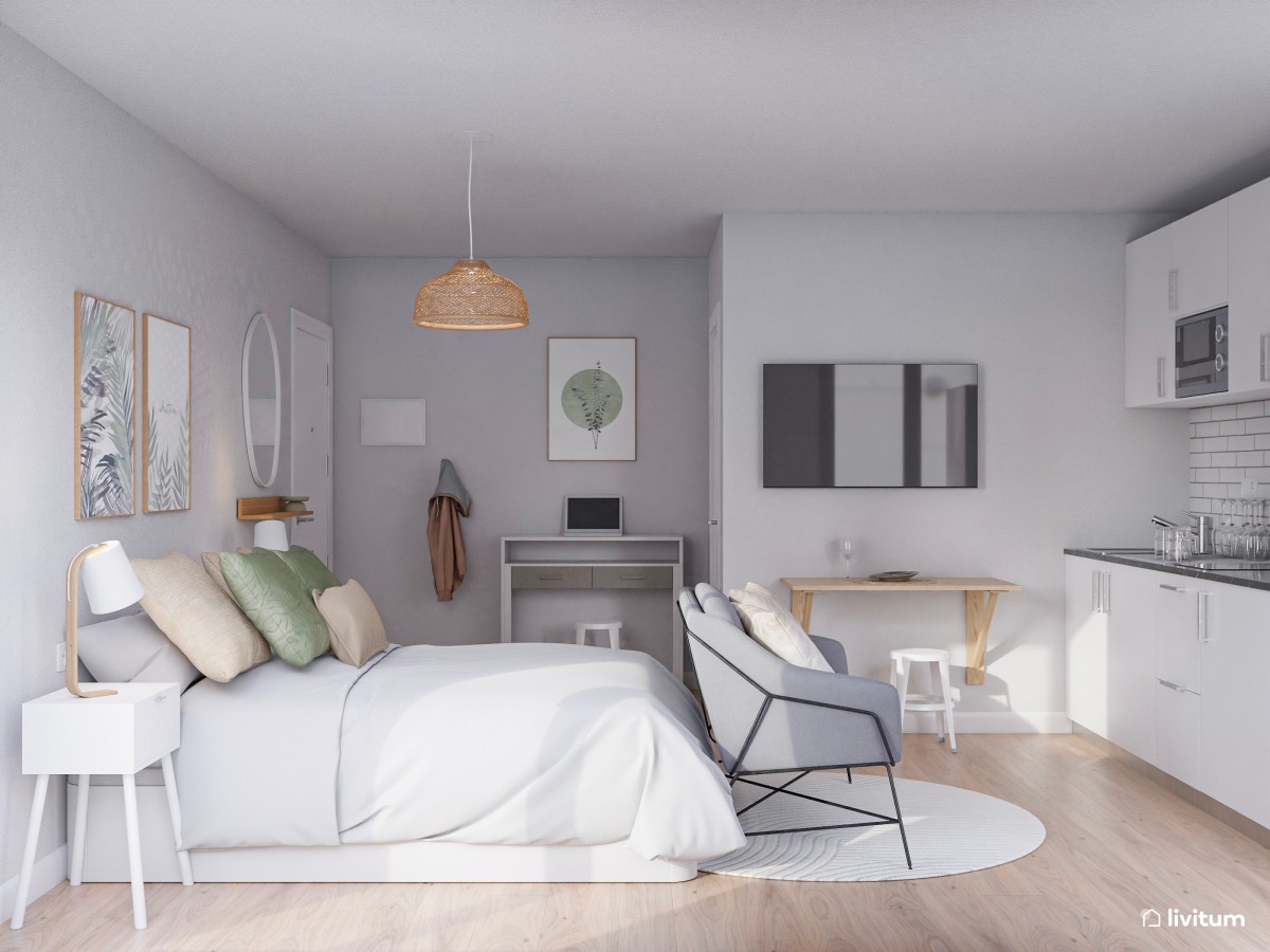 Estudio de alquiler turístico con todo lo necesario en un mismo espacio