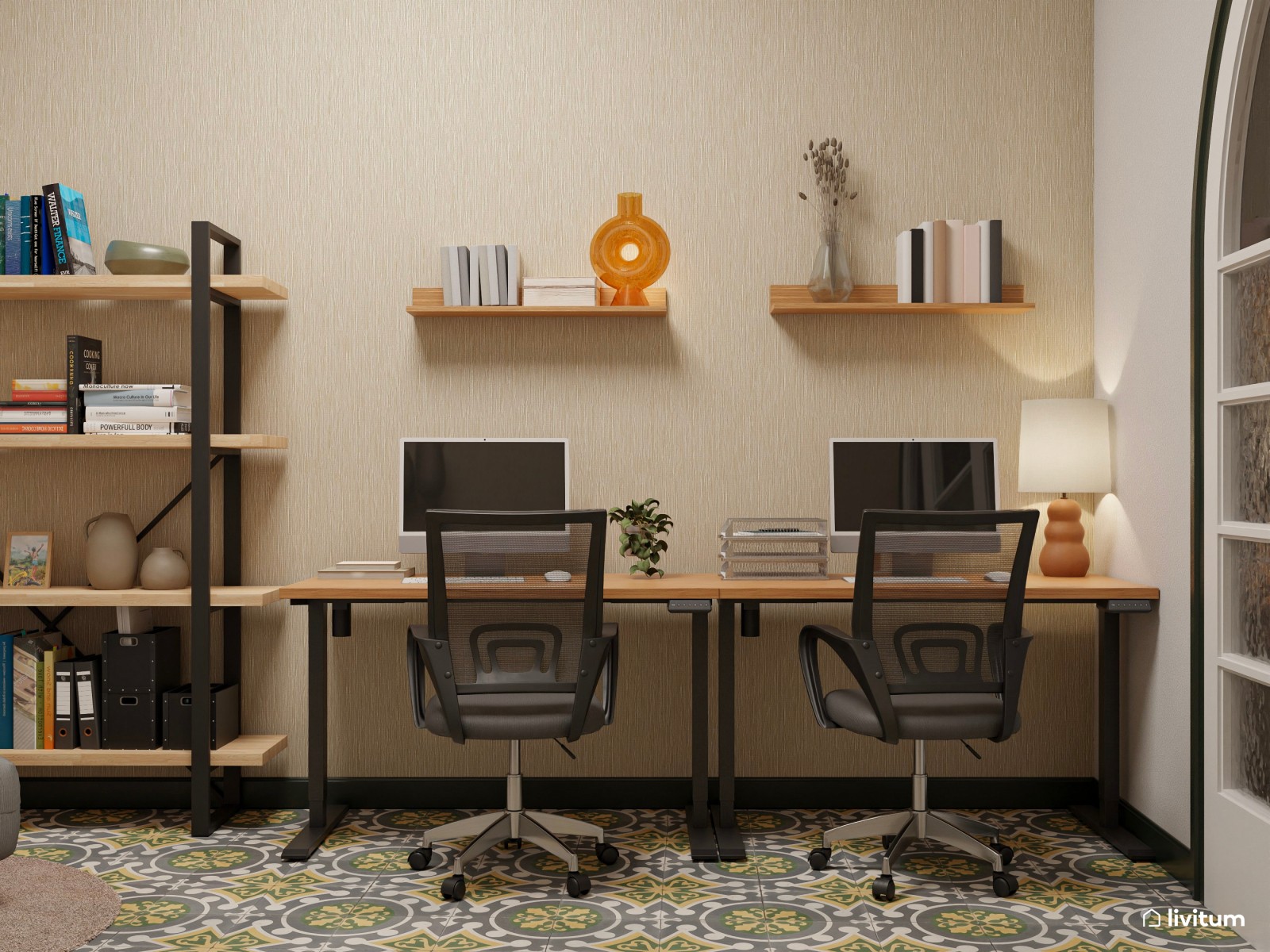 Estudio doble de 12 m² con diseño ergonómico y sofá cama 