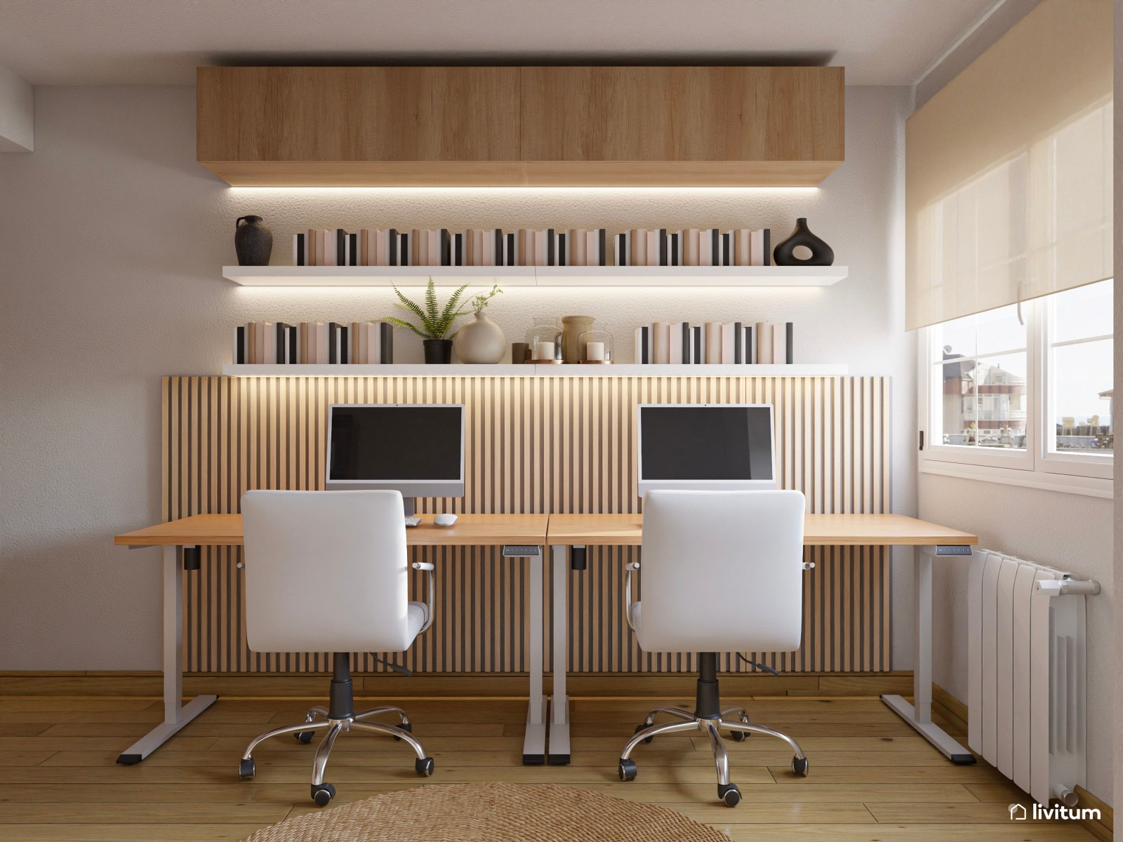 Estudio doble moderno con sofá cama de dos plazas