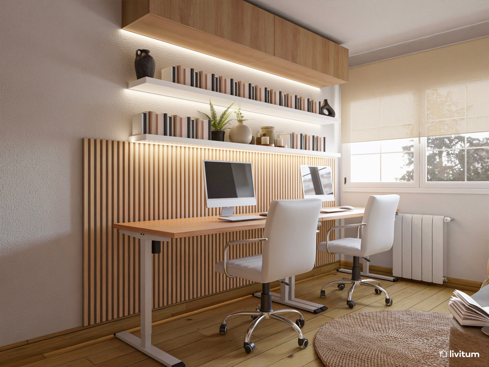 Estudio doble moderno con sofá cama de dos plazas