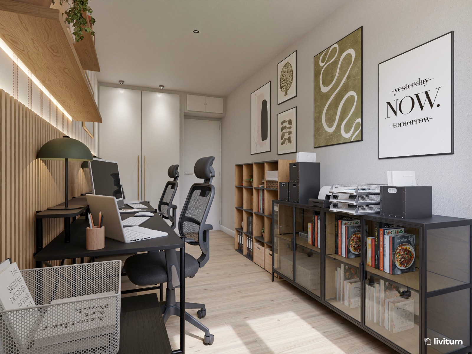 Estudio industrial con tintes clásicos para dos personas