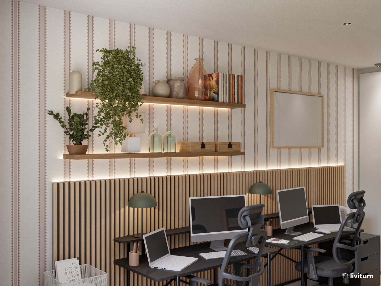 Estudio industrial con tintes clásicos para dos personas