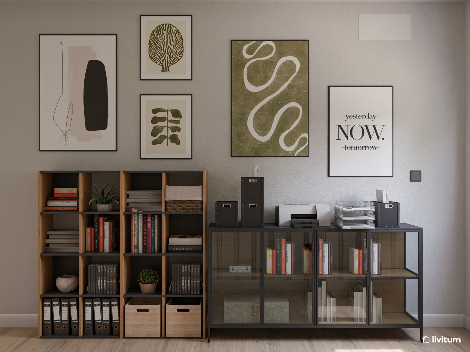 Estudio industrial con tintes clásicos para dos personas