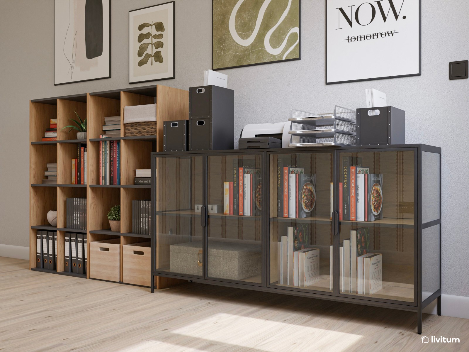 Estudio industrial con tintes clásicos para dos personas