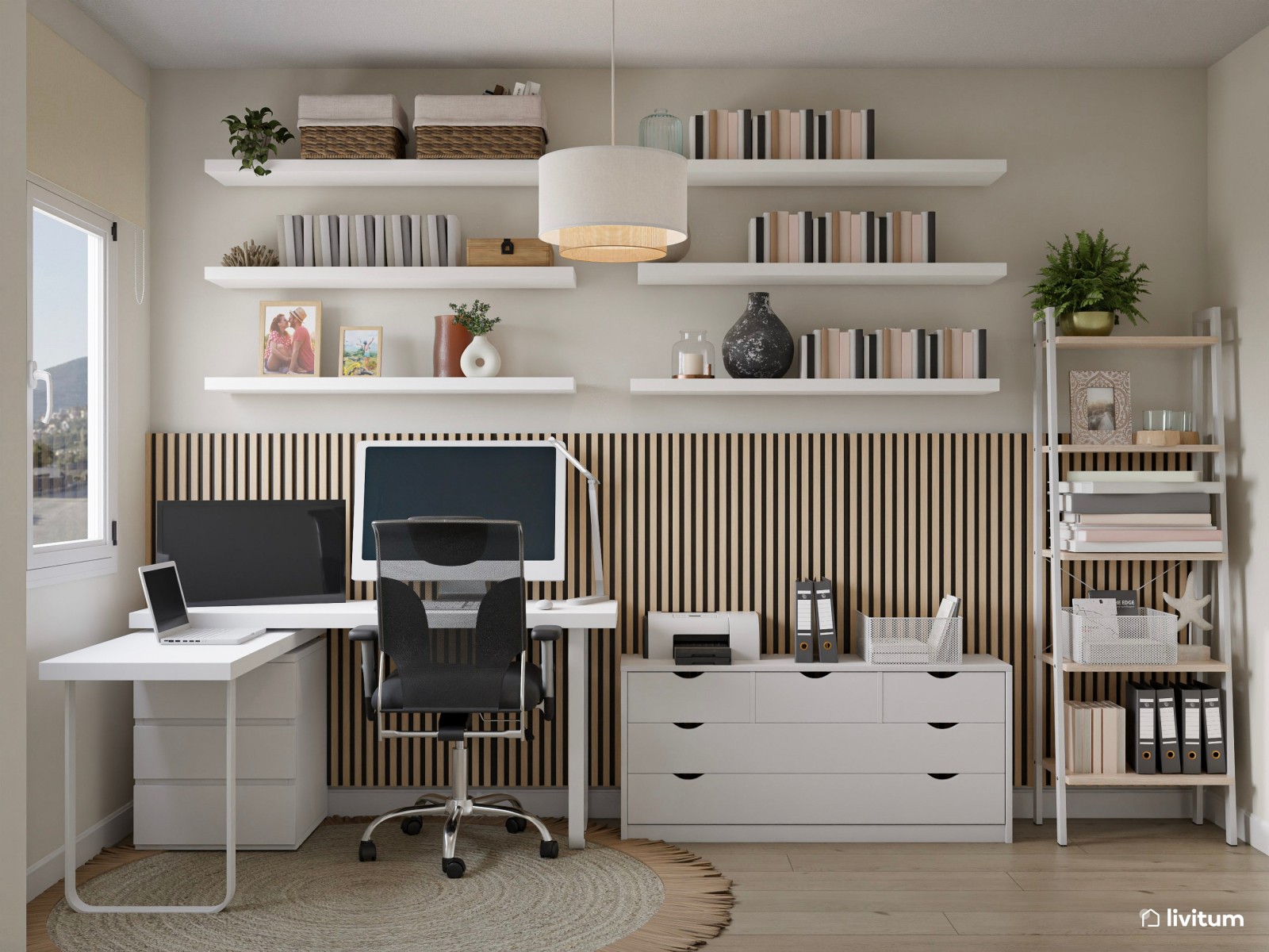 Estudio luminoso con vestidor y mucho almacenaje