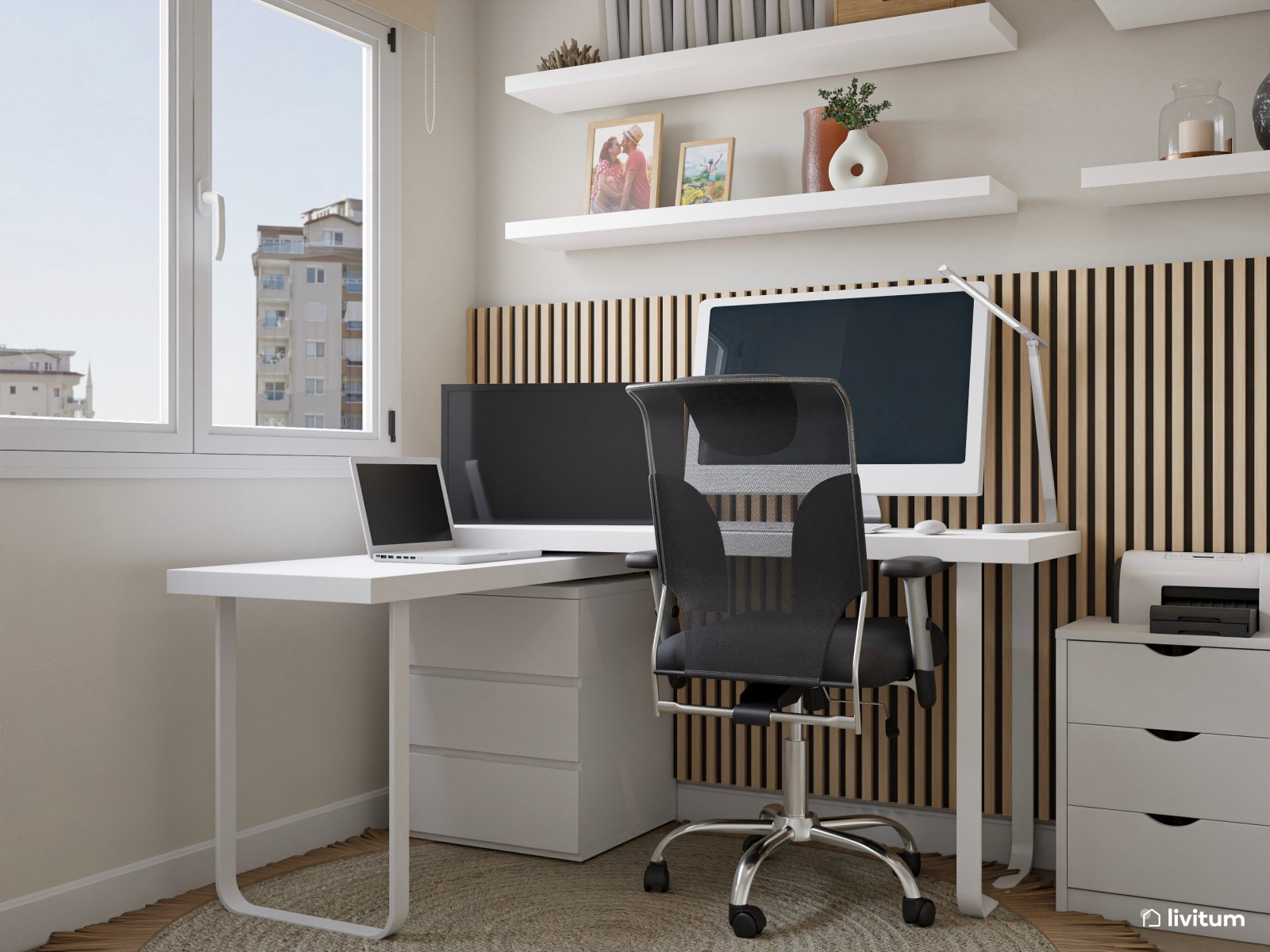 Estudio luminoso con vestidor y mucho almacenaje