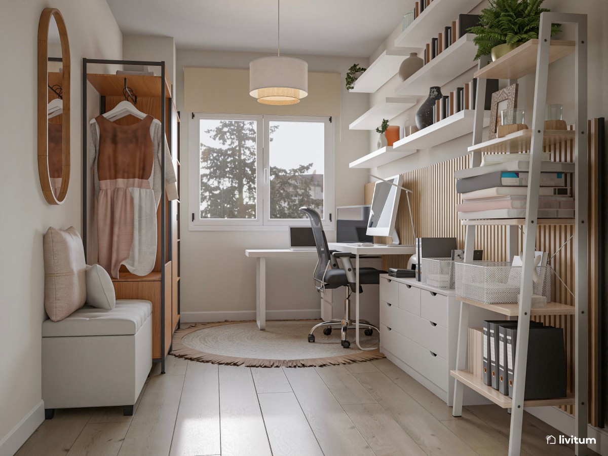 Estudio luminoso con vestidor y mucho almacenaje
