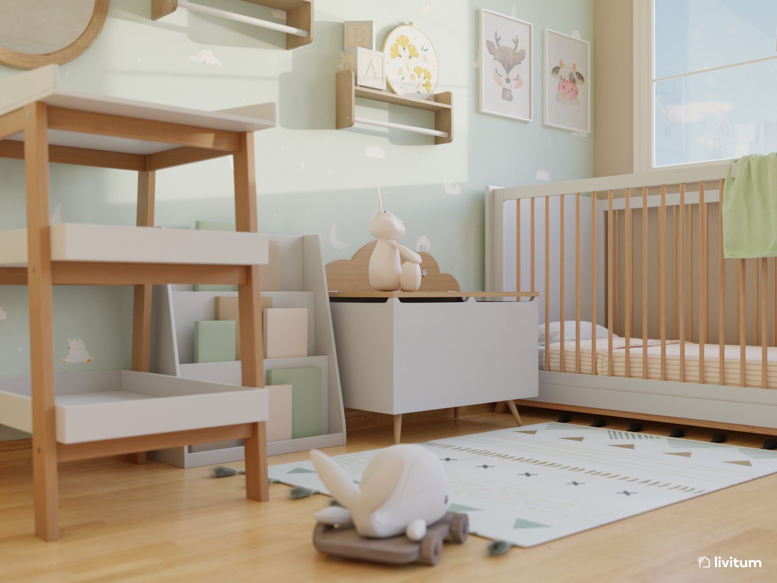 Habitación bebé con cuna evolutiva 