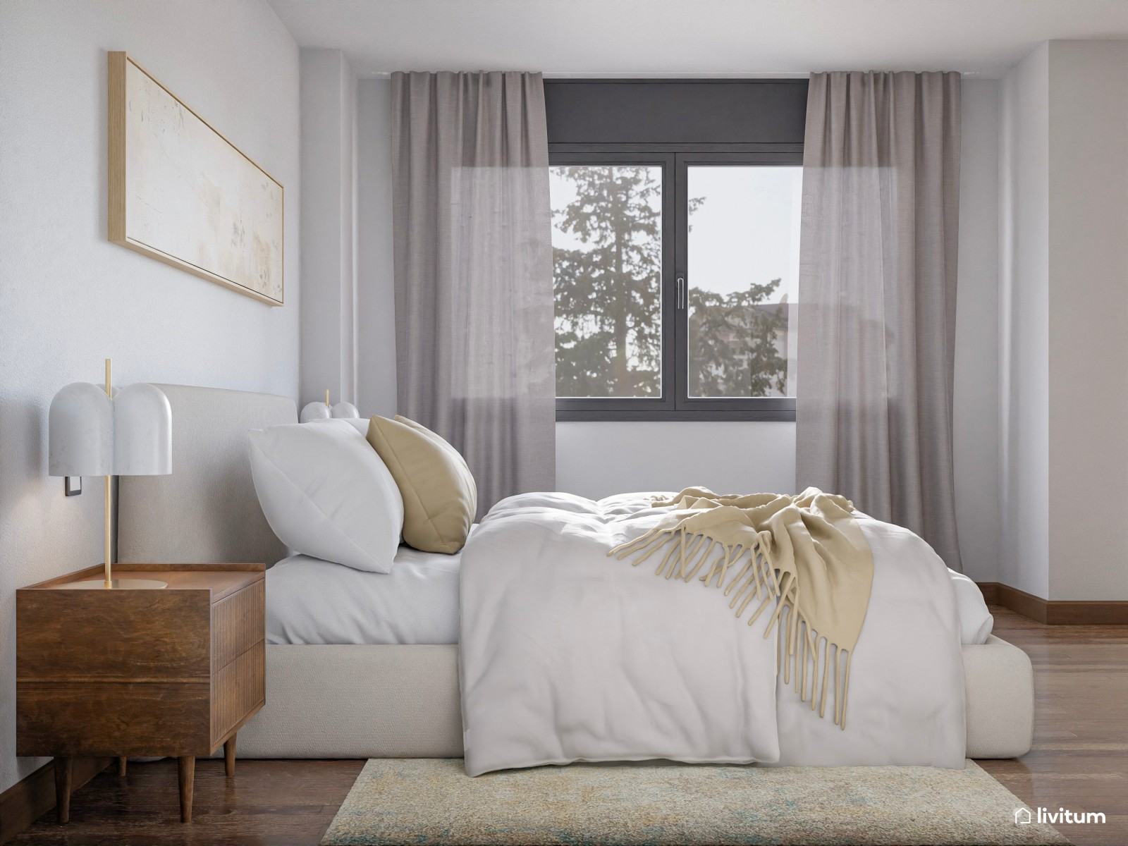 Habitación de matrimonio con sala de estar y TV 