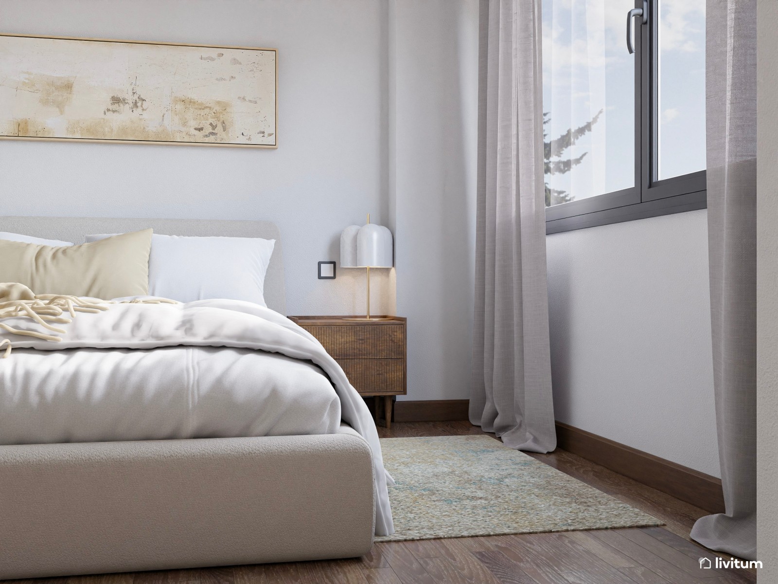 Habitación de matrimonio con sala de estar y TV 