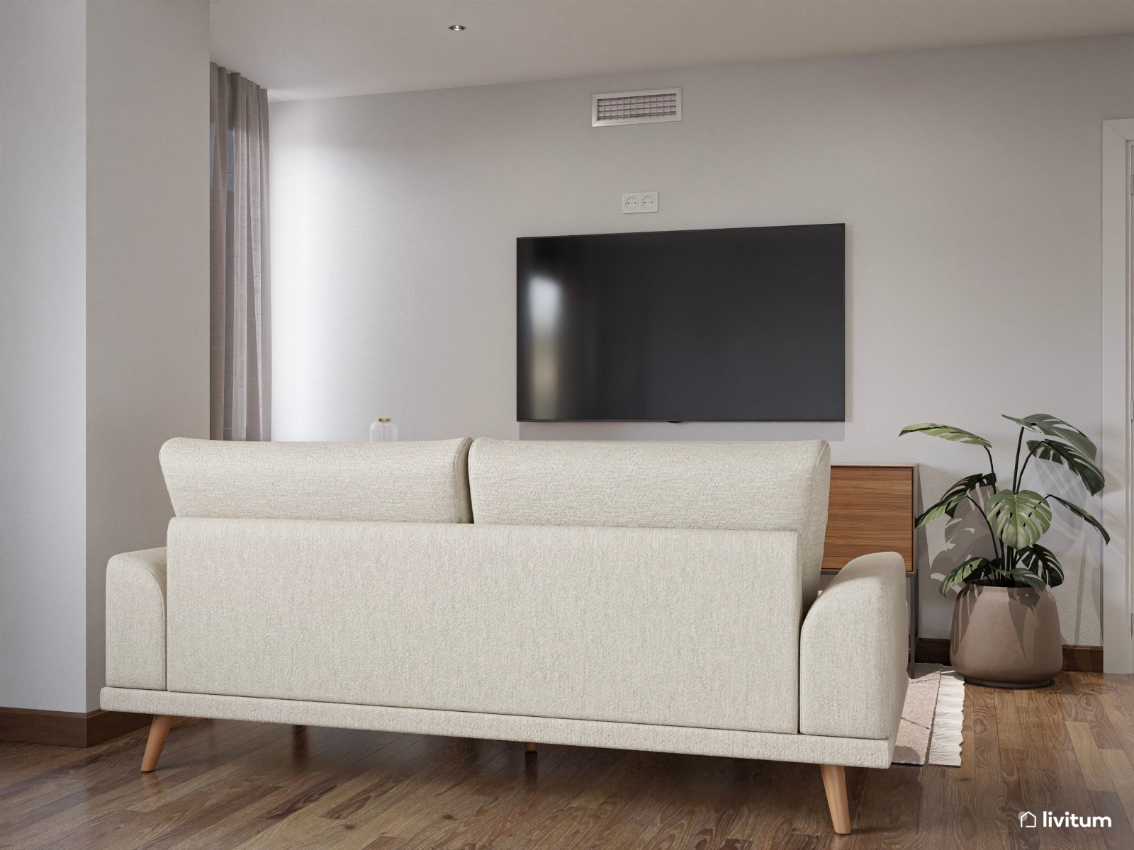 Habitación de matrimonio con sala de estar y TV 