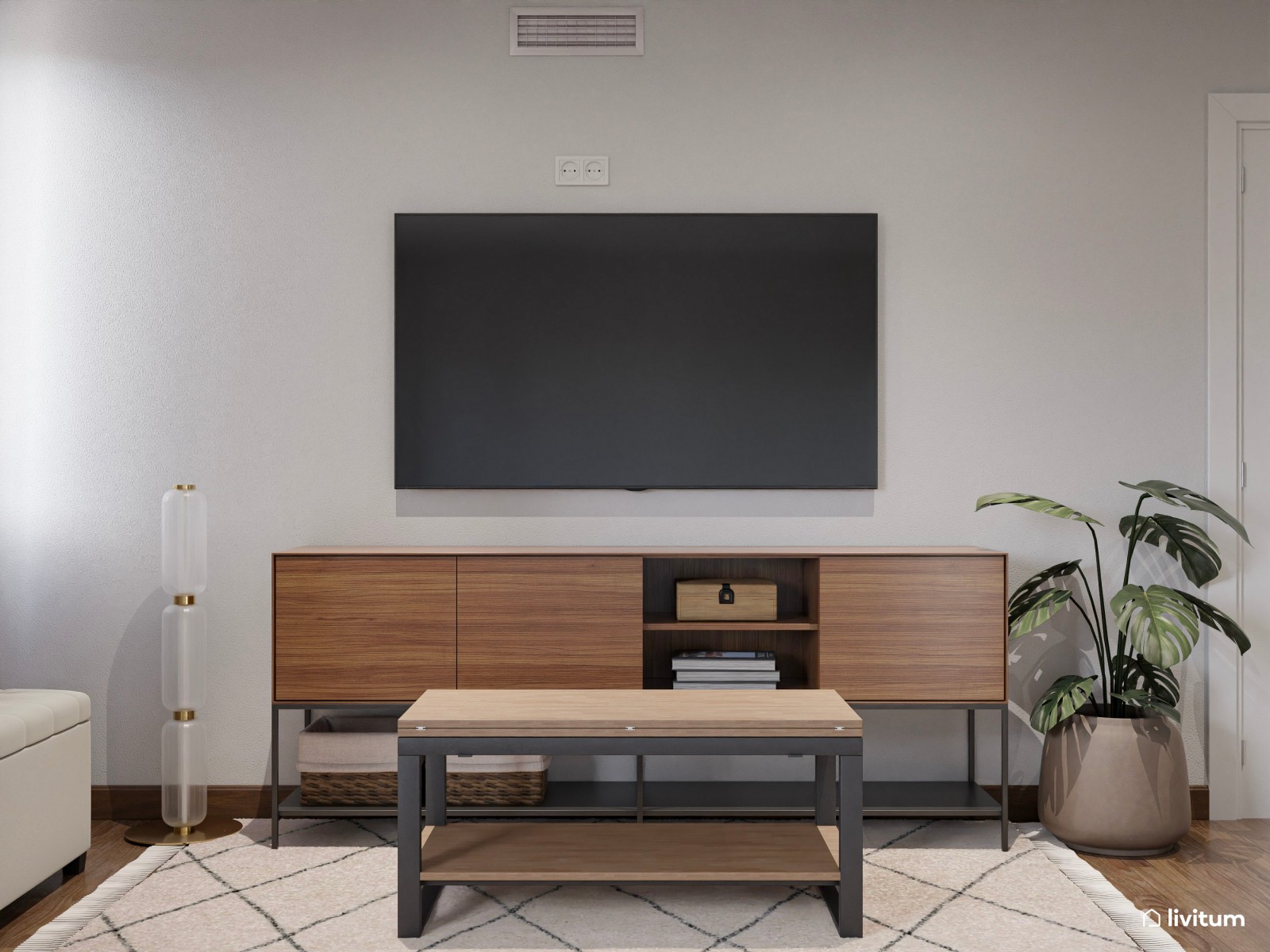 Habitación de matrimonio con sala de estar y TV 