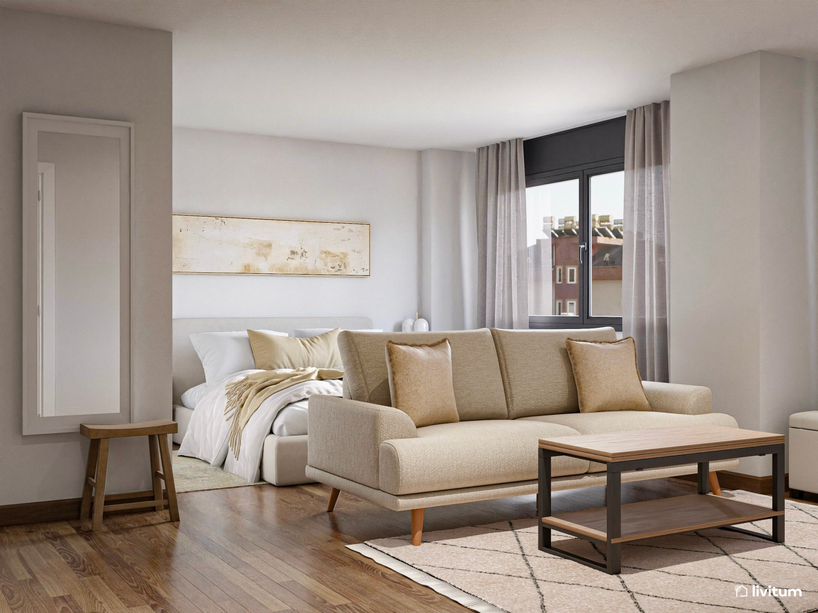 Habitación de matrimonio con sala de estar y TV 