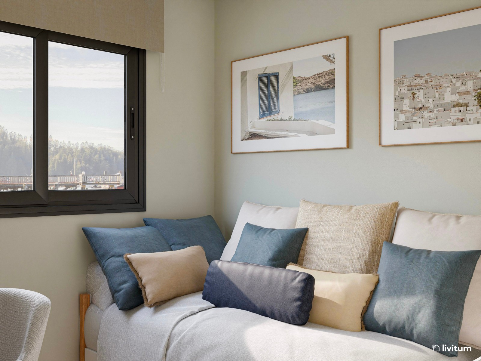 Habitación individual con cama nido y zona de trabajo en un acogedor ambiente