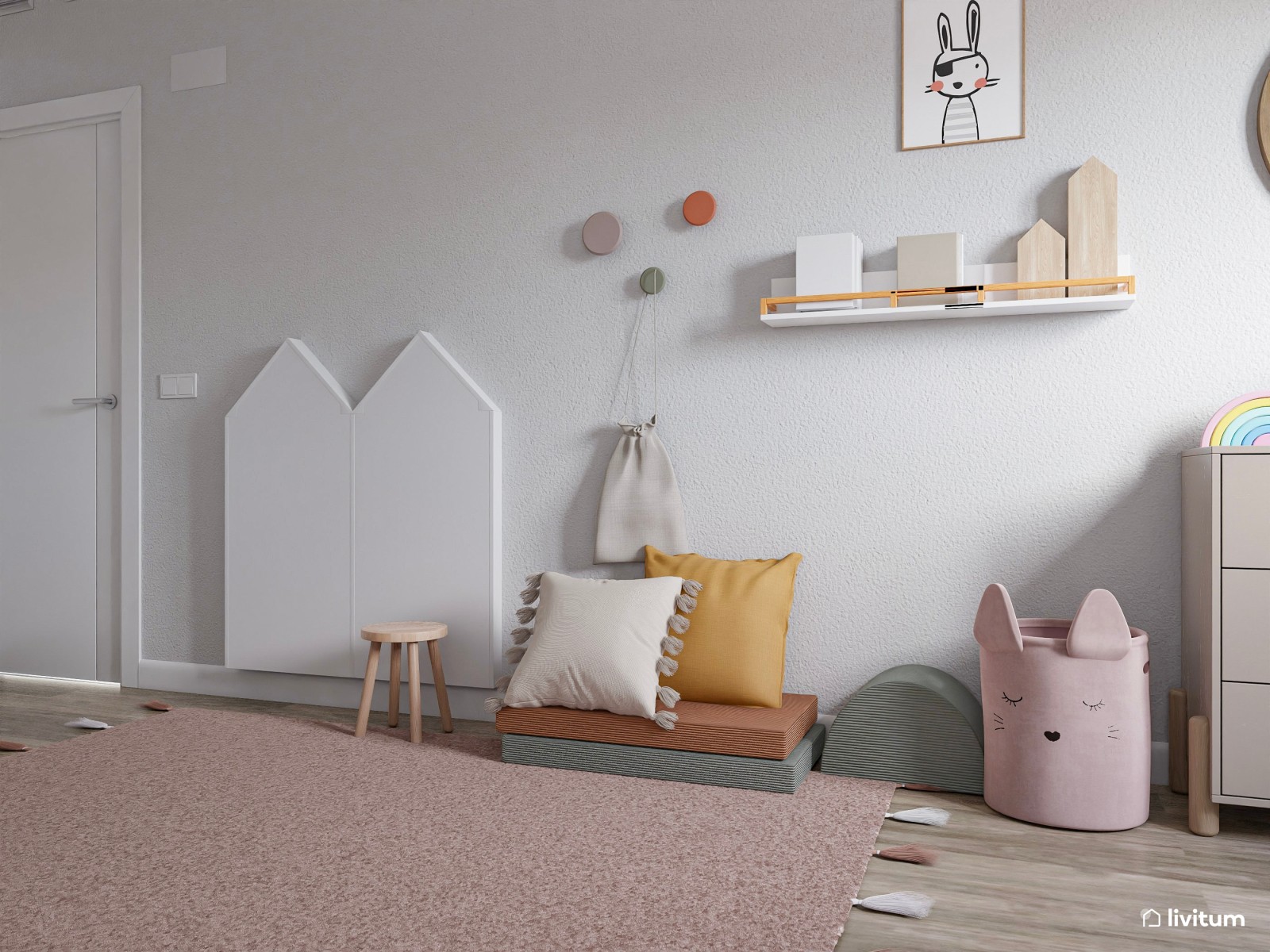 Habitación infantil con dos camas tipi