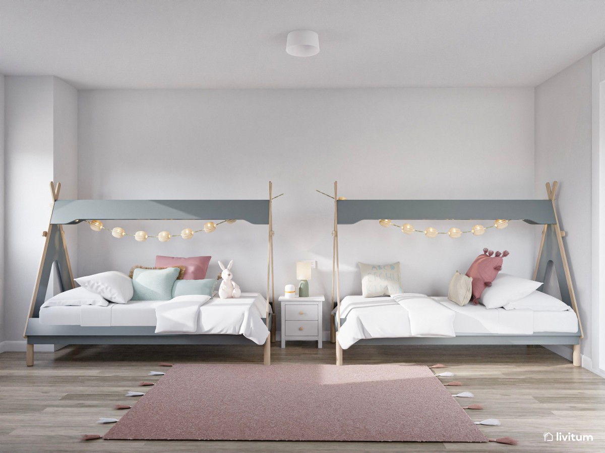 Habitación infantil con dos camas tipi
