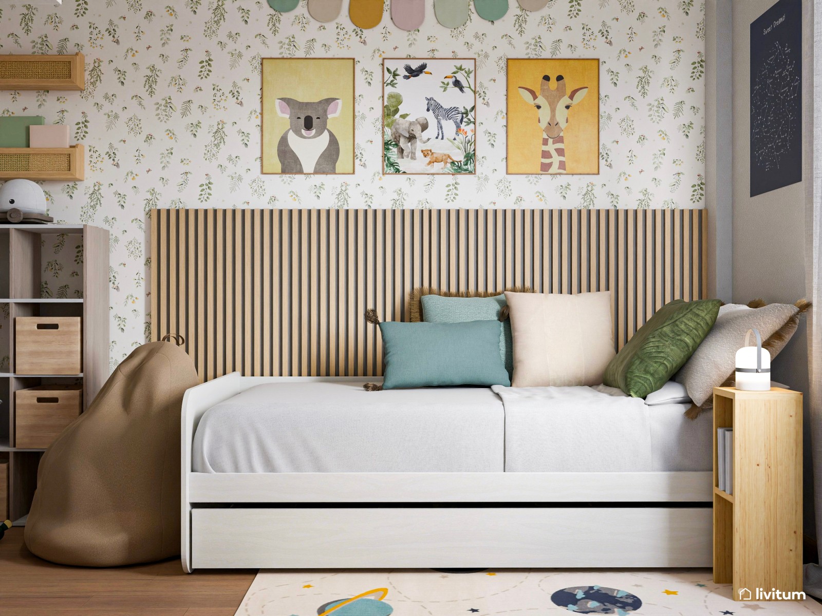 Habitación infantil con escritorio y confort acústico asegurado