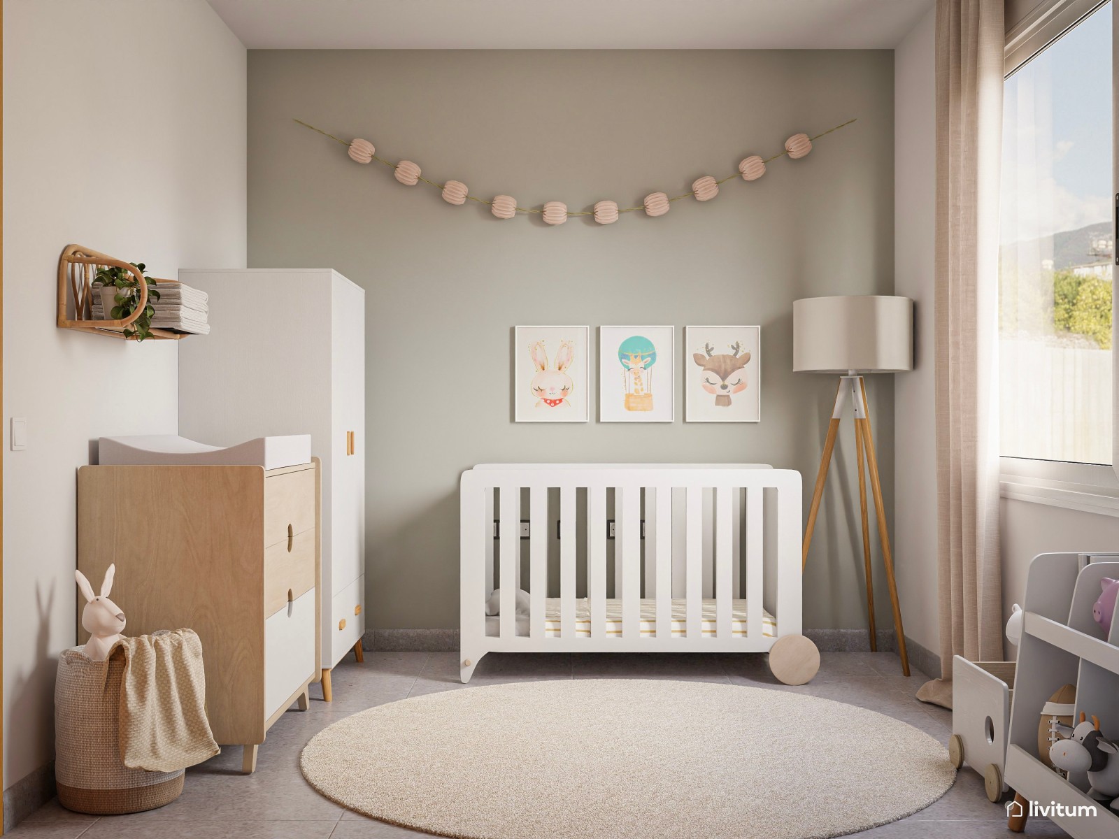 Cómoda cambiador organizador para habitación de bebe