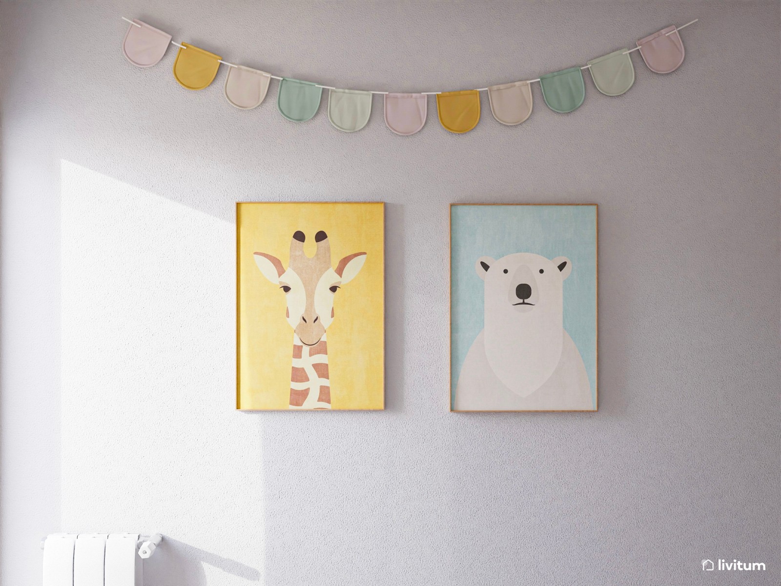 Habitación infantil para bebé con elegante papel pintado