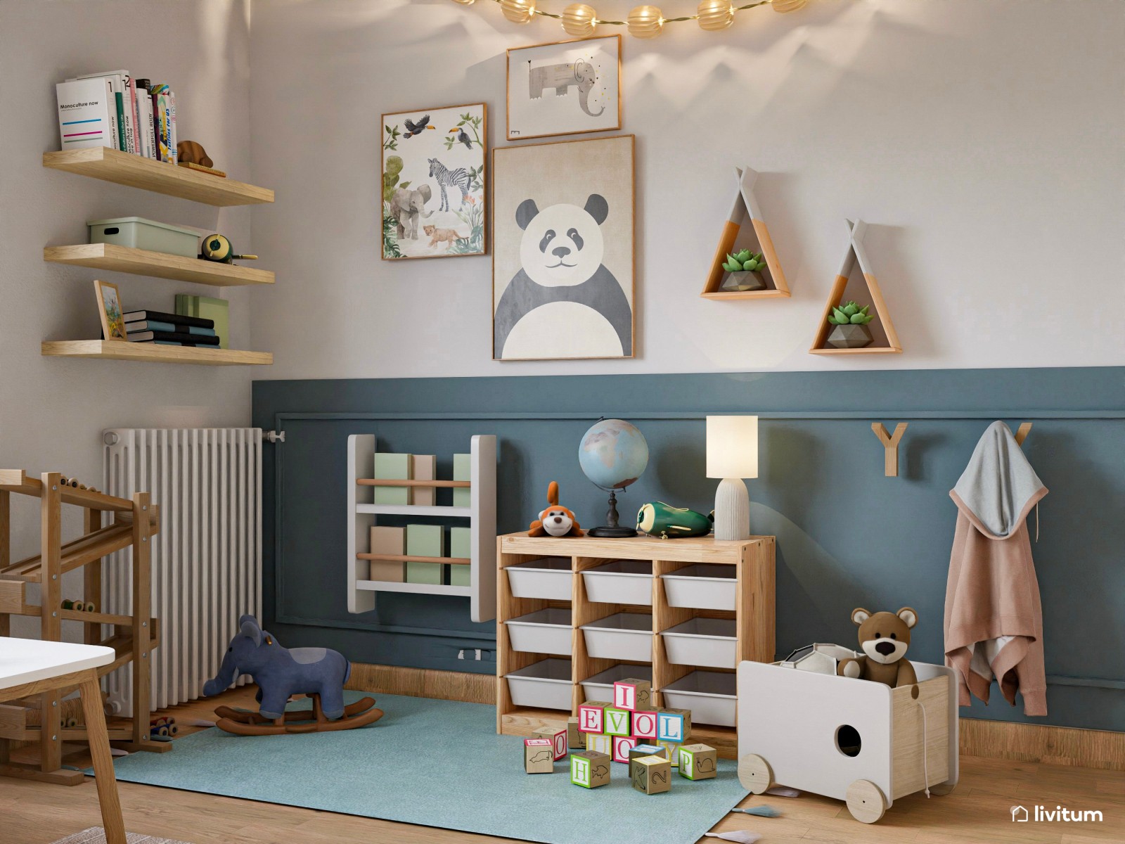 Habitación infantil para dos con divertidas camas