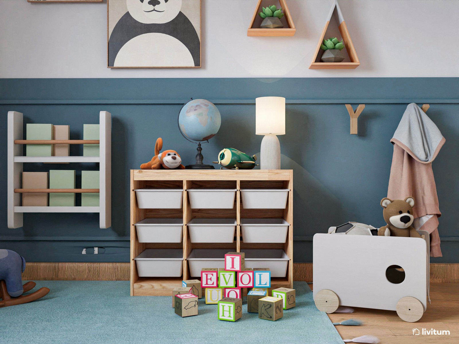 Habitación infantil para dos con divertidas camas