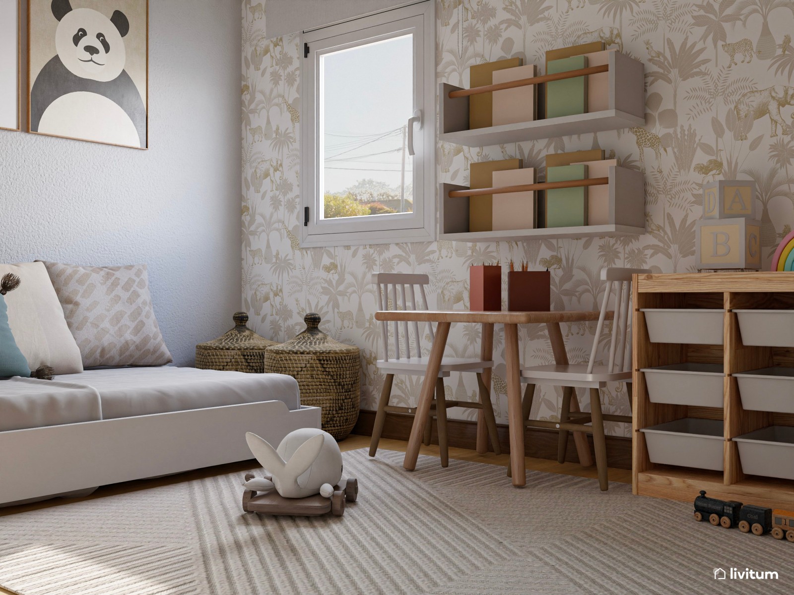 Habitación infantil para dos repleta de detalles divertidos 