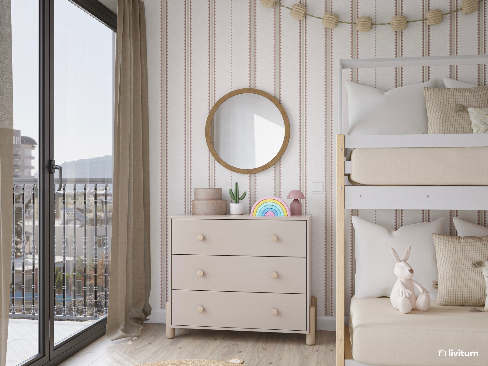 Habitación infantil Total White con litera en forma de casita