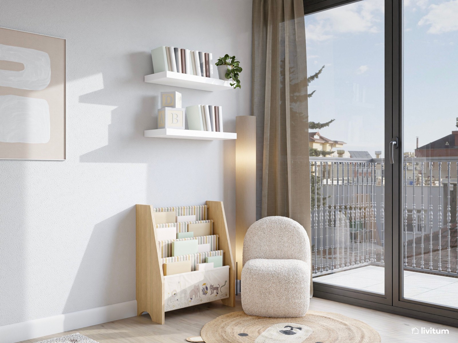 Habitación infantil Total White con litera en forma de casita