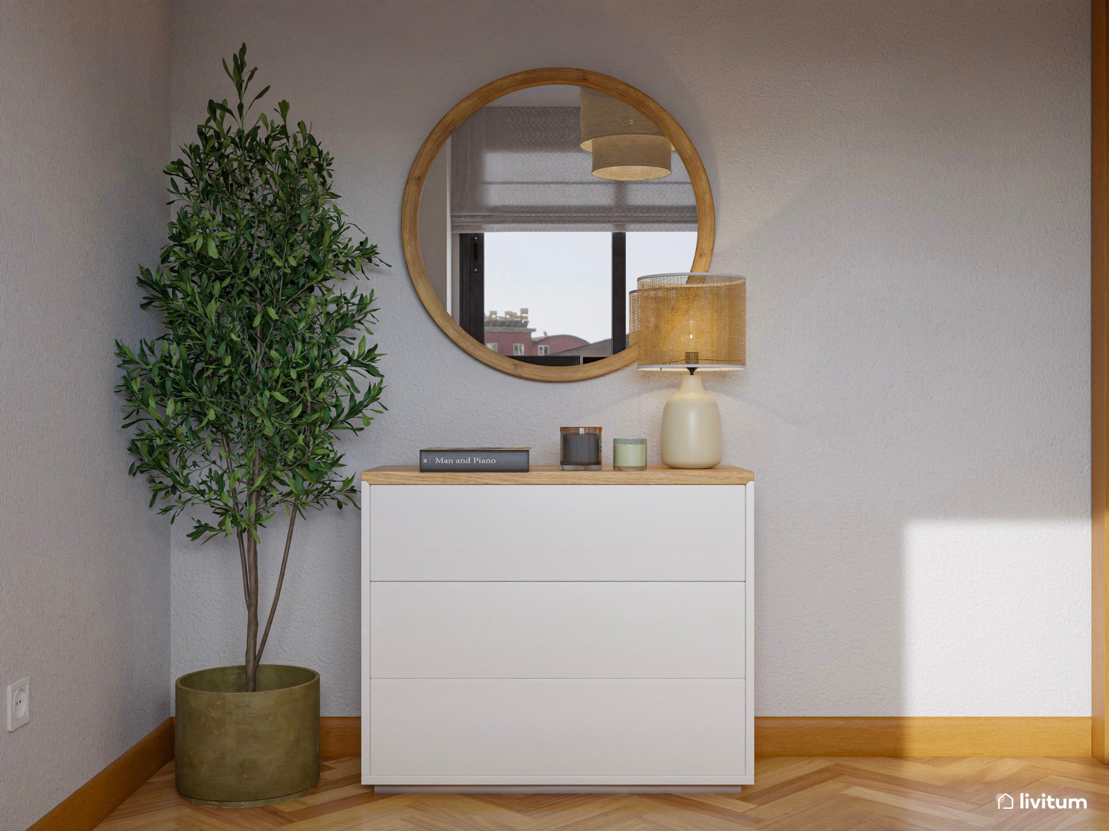 Habitación juvenil con canapé y zona de trabajo