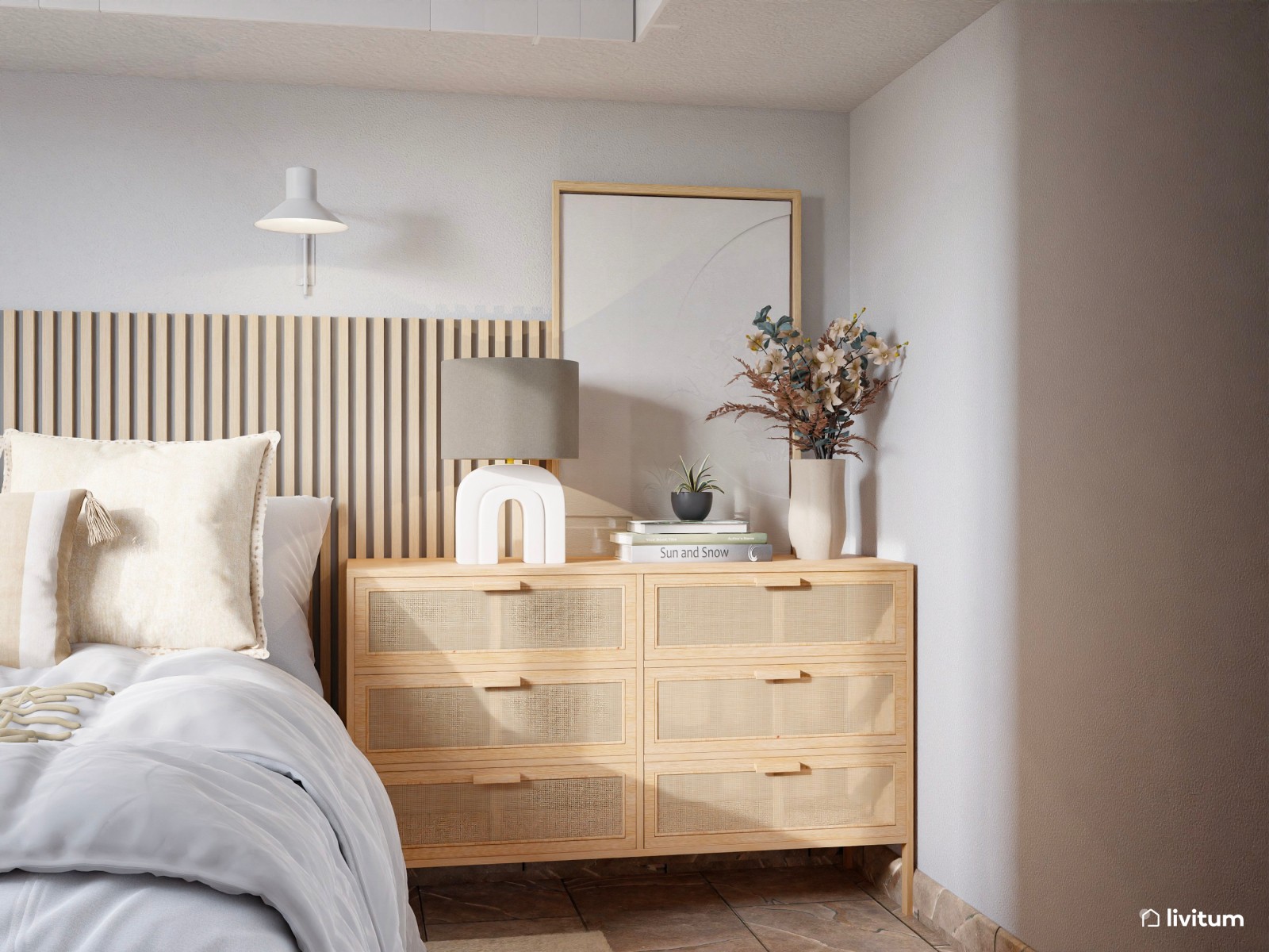 Habitación juvenil de 11 m² de planta irregular con zona de escritorio